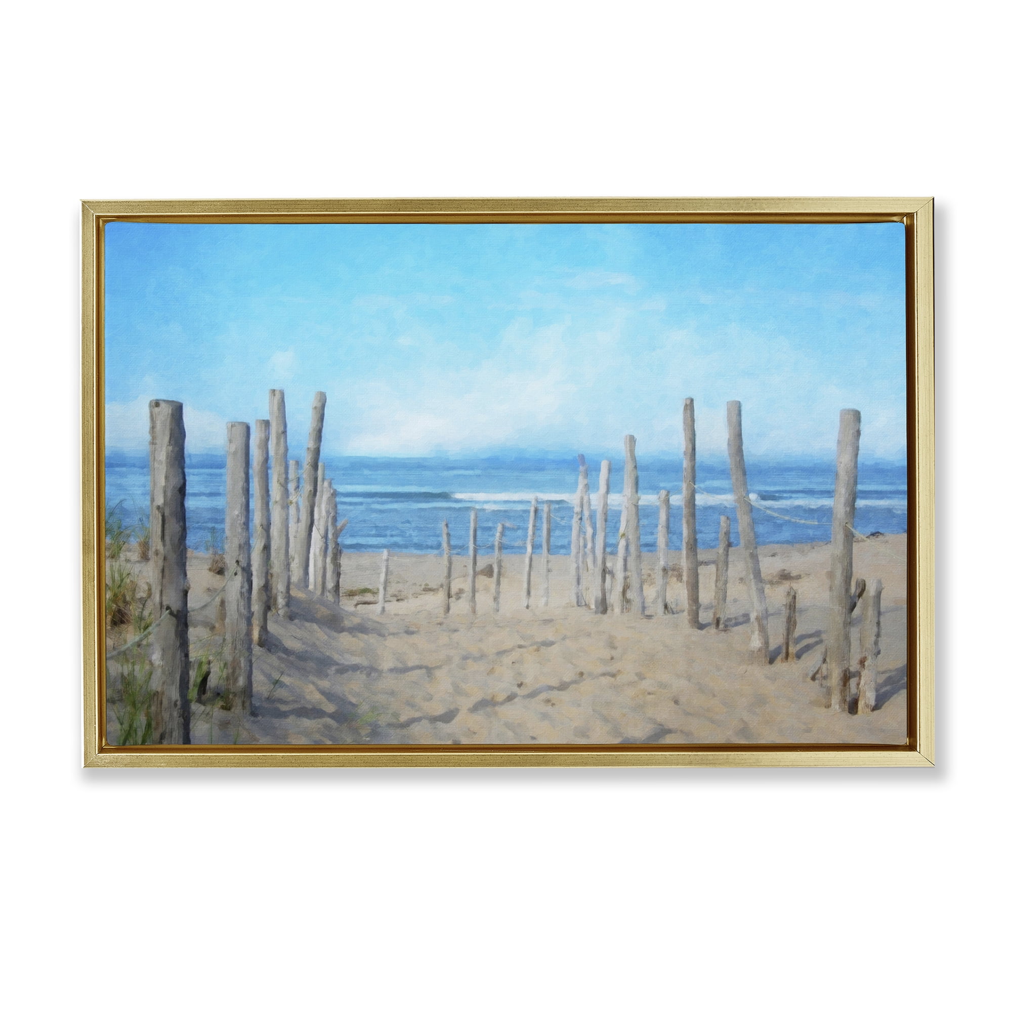 Stupell Industries National Seashore Vista Gold Framed Floater Canvas Wall Art, design by Grotto Studios
