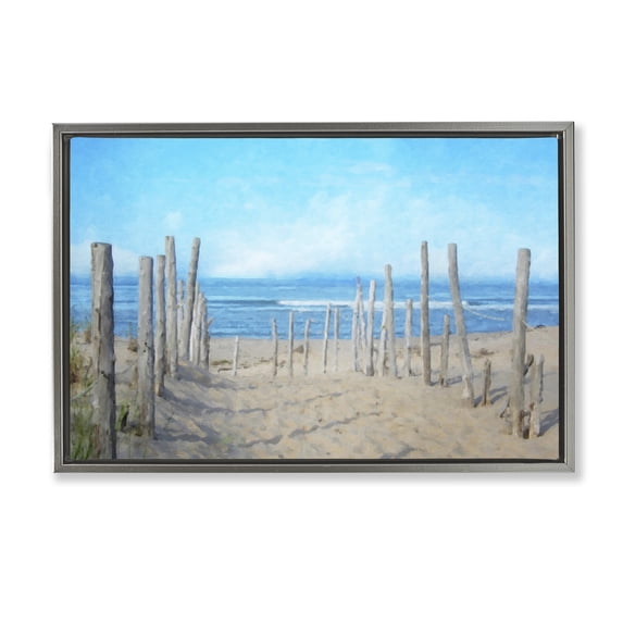 Stupell Industries Tropical National Seashore Vista Gray Floating Frame Canvas Art, 31 x 21, by Grotto Studios