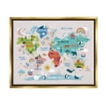 thumbnail image 1 of Stupell Industries Native Animals World Map Educational Wildlife Atlas Graphic Art Metallic Gold Floating Framed Canvas Print Wall Art, Design by Lisa Whitebutton, 1 of 5
