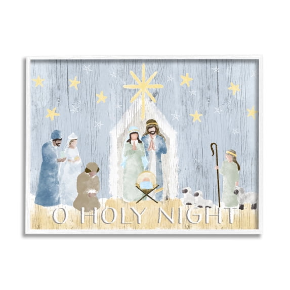 Stupell Industries Nativity Barn Stable Christmas Holiday Rustic Scene, 16 x 20, Design by Andi Metz