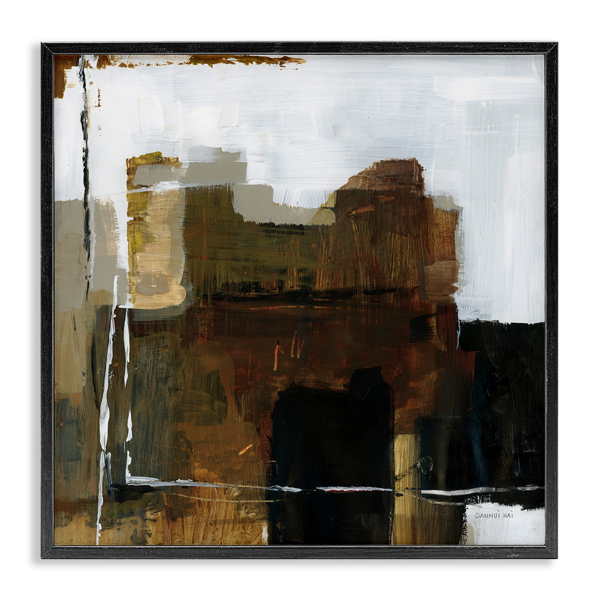 Stupell Industries Natural Abstract Earth Tones Black Framed Giclee Art, design by Danhui Nai