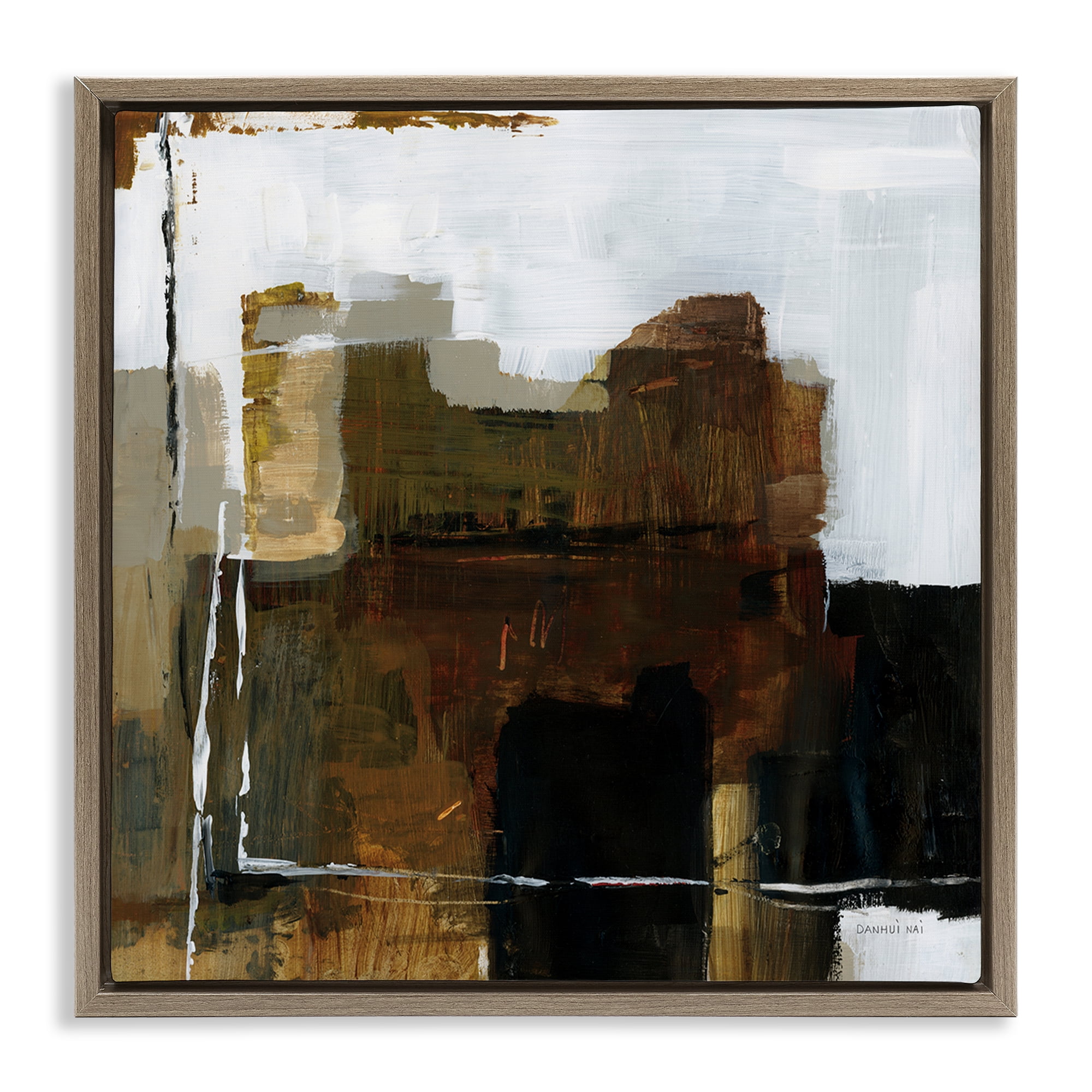 Stupell Industries Natural Abstract Earth Tones Brown Framed Floater Canvas Wall Art, design by Danhui Nai