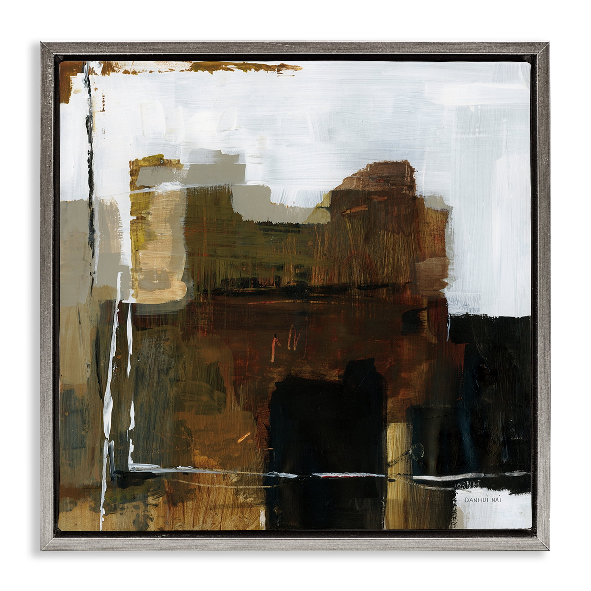 Stupell Industries Natural Abstract Earth Tones Gray Framed Floater Canvas Wall Art, design by Danhui Nai