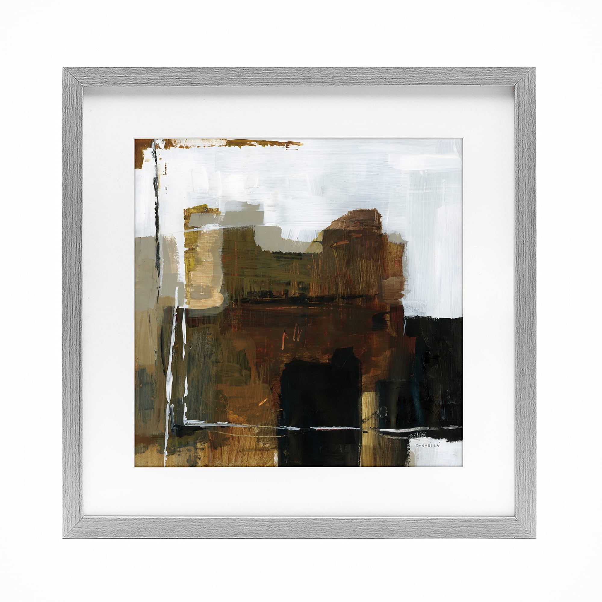 Stupell Industries Natural Abstract Earth Tones Gray Framed Print Under Glass, design by Danhui Nai