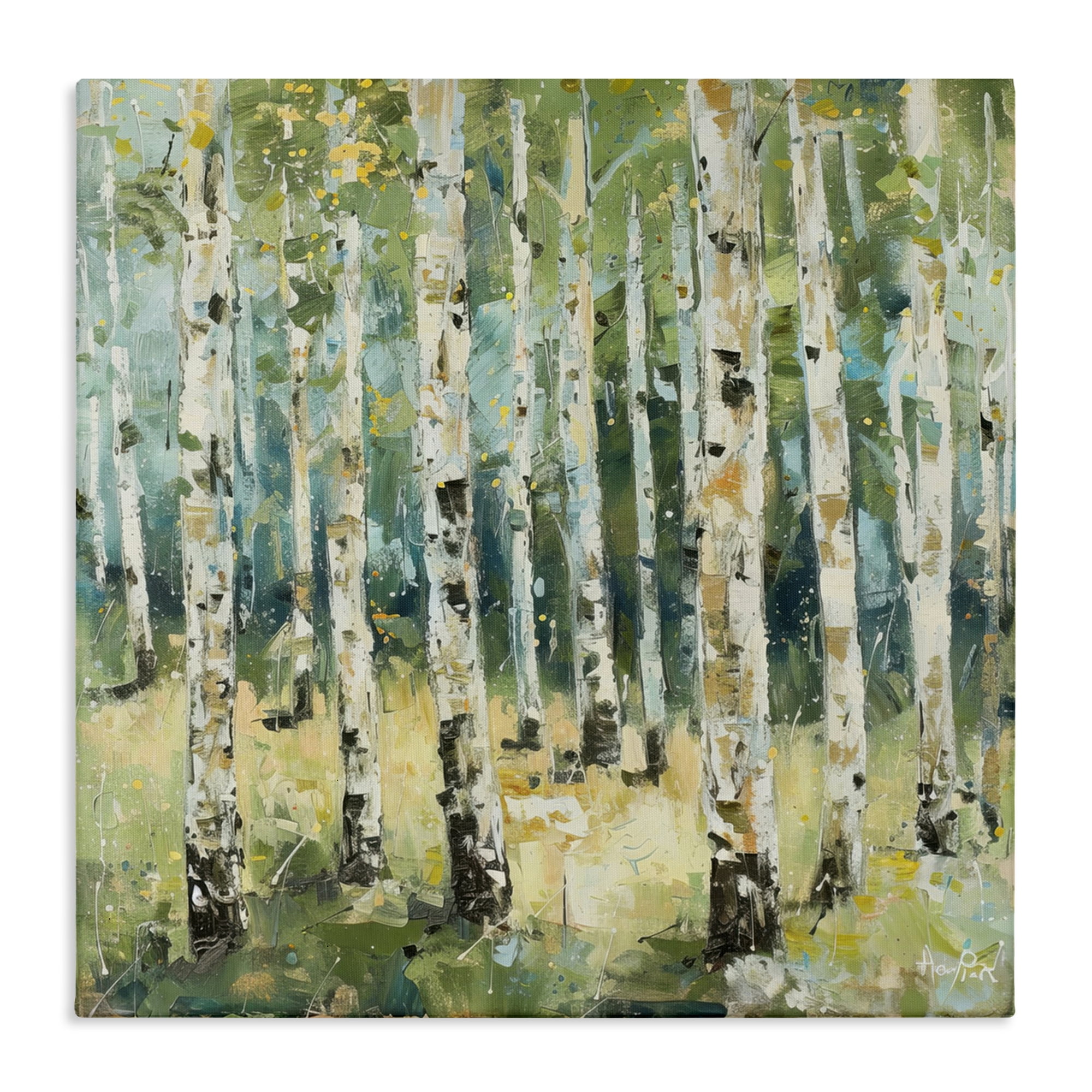 Stupell Industries Natural Birch Grove Landscape & Nature Painting Wrapped Canvas Art Print Wall Art, 24 x 24