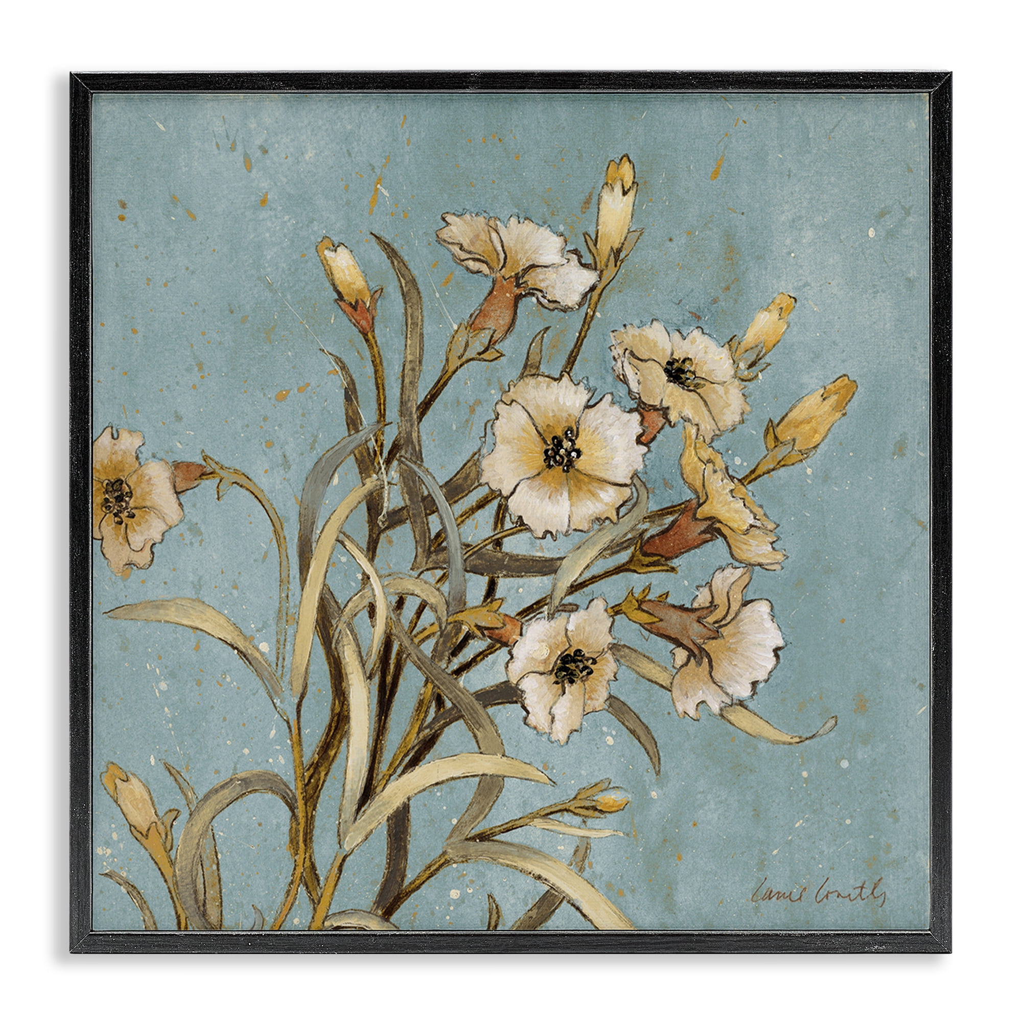 Stupell Industries Natural Blooming Buds Botanical & Floral Painting Black Framed Art Print Wall Art, 17 x 17