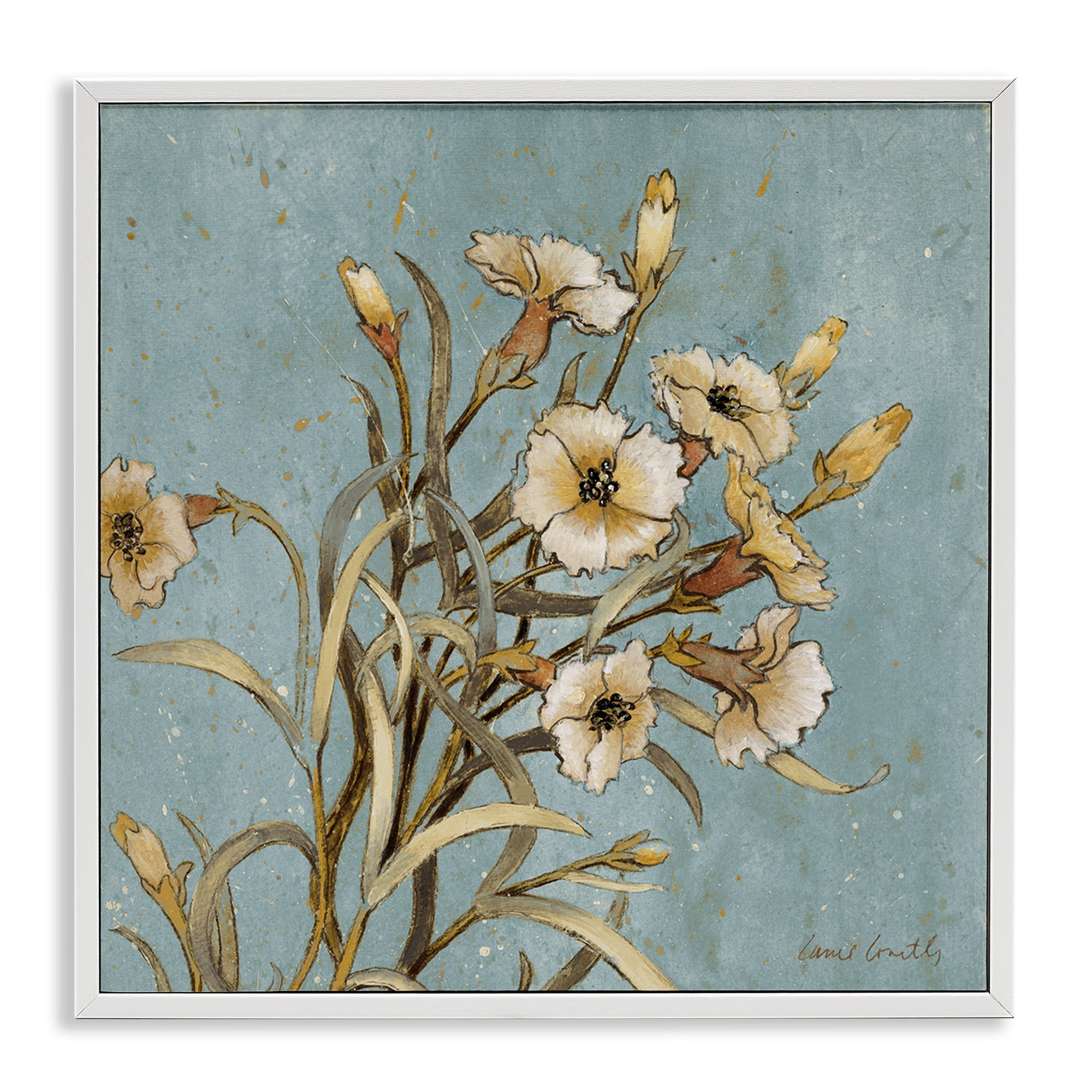 Stupell Industries Natural Blooming Buds Botanical & Floral Painting White Framed Art Print Wall Art, 24 x 24