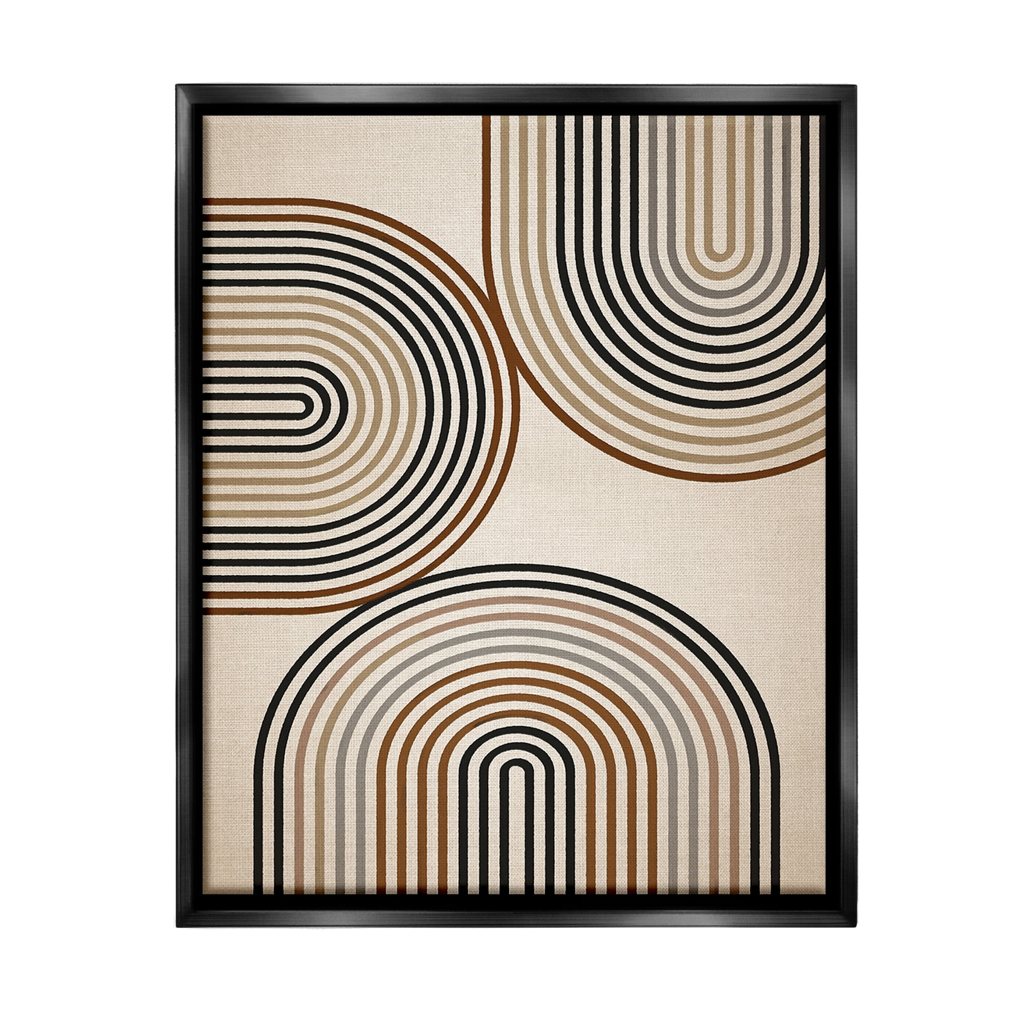Stupell Industries Natural Boho Arches Abstract Painting Black Floater Framed Canvas Art Print Wall Art, 25 x 31