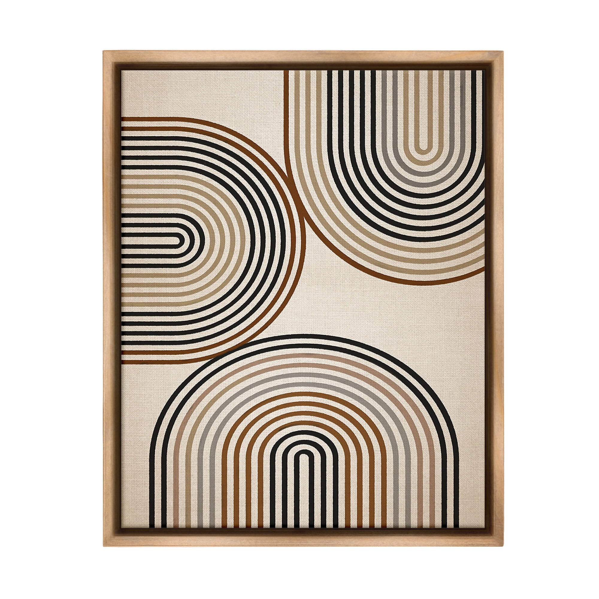 Stupell Industries Natural Boho Arches Abstract Painting Brown Floater Framed Canvas Art Print Wall Art, 25 x 31