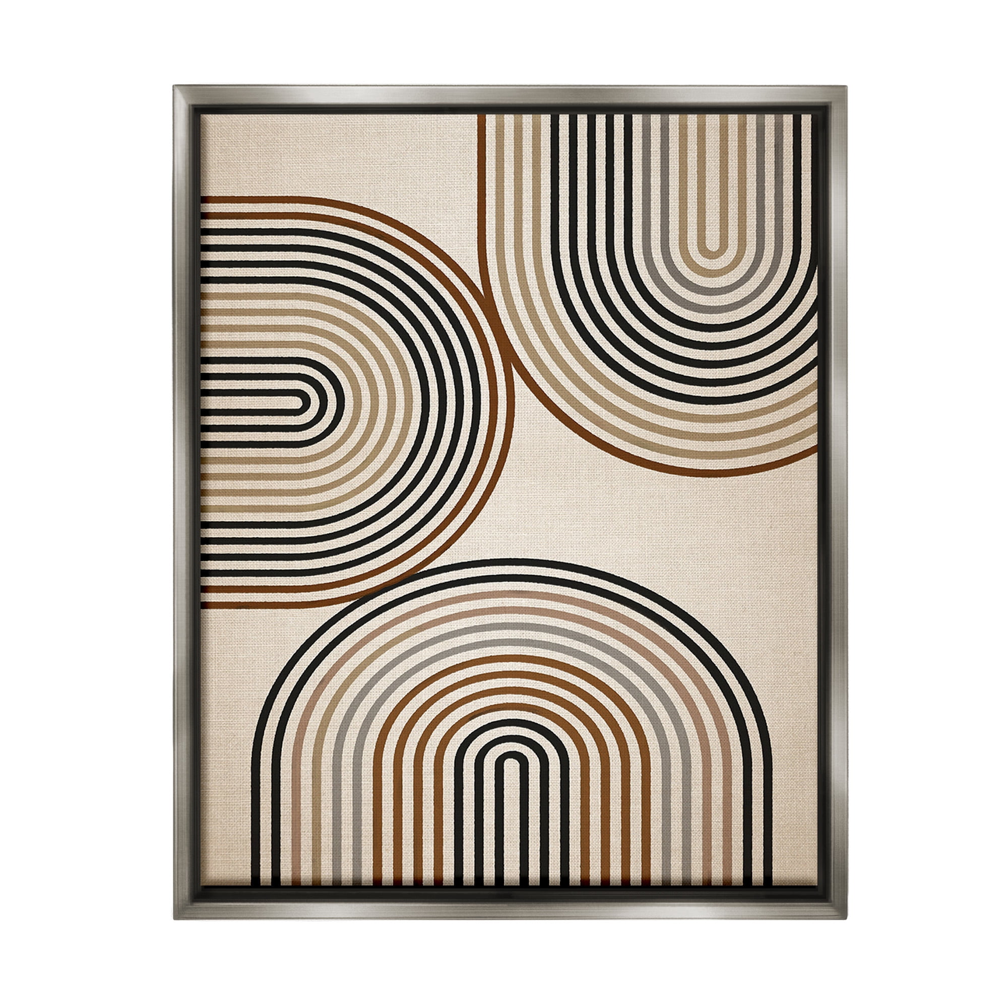 Stupell Industries Natural Boho Arches Abstract Painting Gray Floater Framed Canvas Art Print Wall Art, 25 x 31