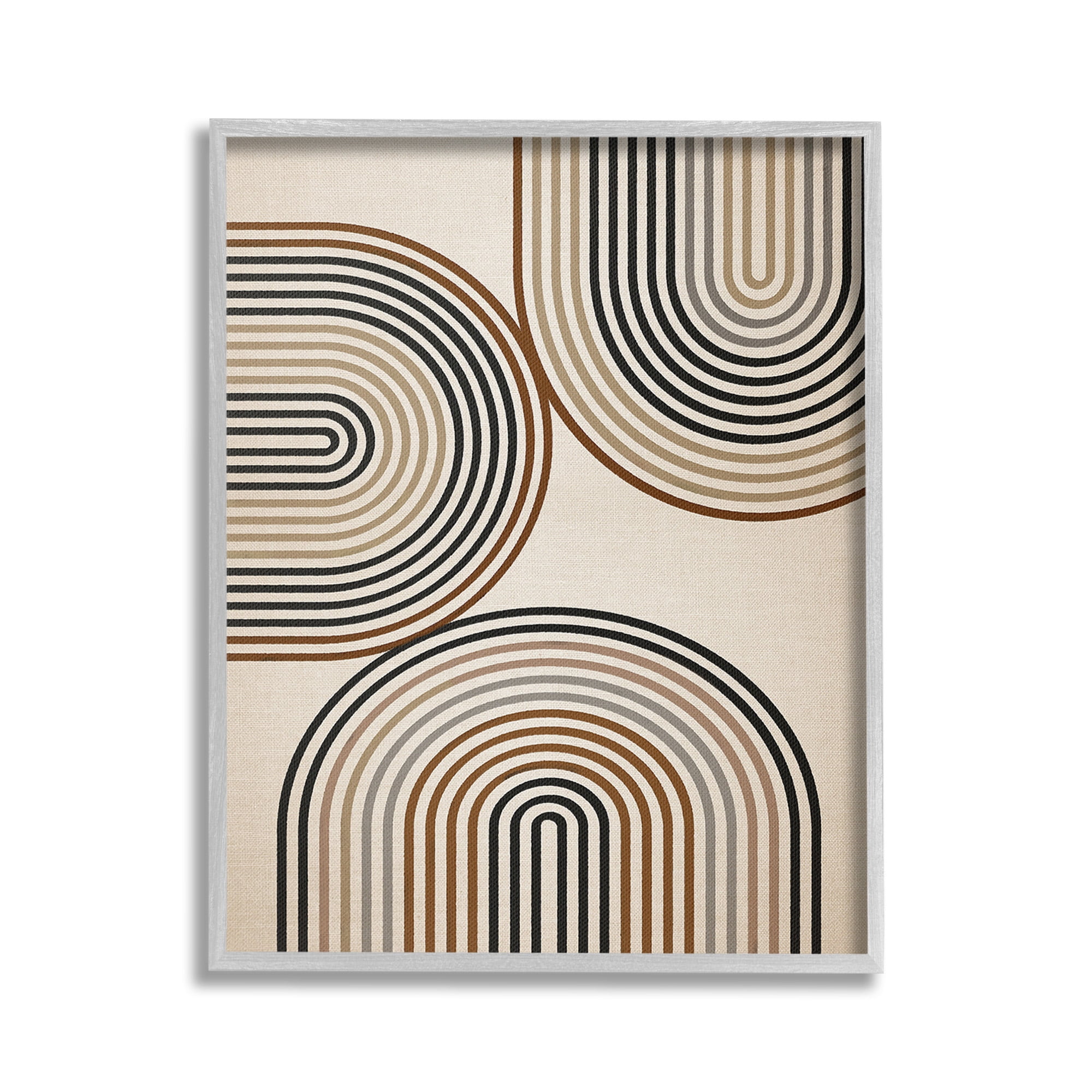Stupell Industries Natural Boho Arches Abstract Painting Gray Framed Art Print Wall Art, 24 x 30