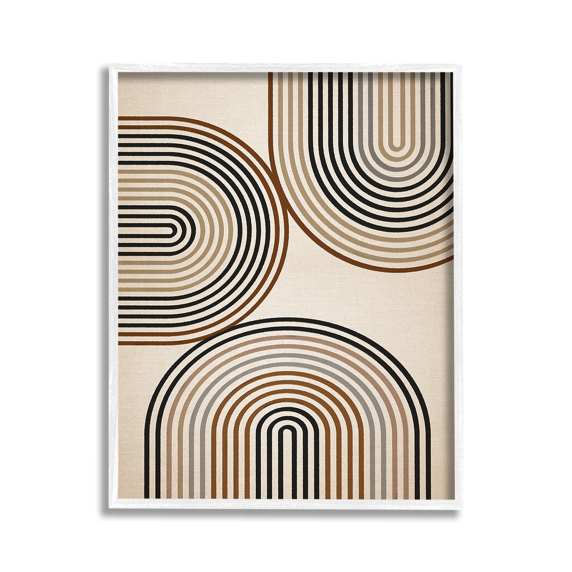 Stupell Industries Natural Boho Arches Abstract Painting White Framed Art Print Wall Art, 11 x 14