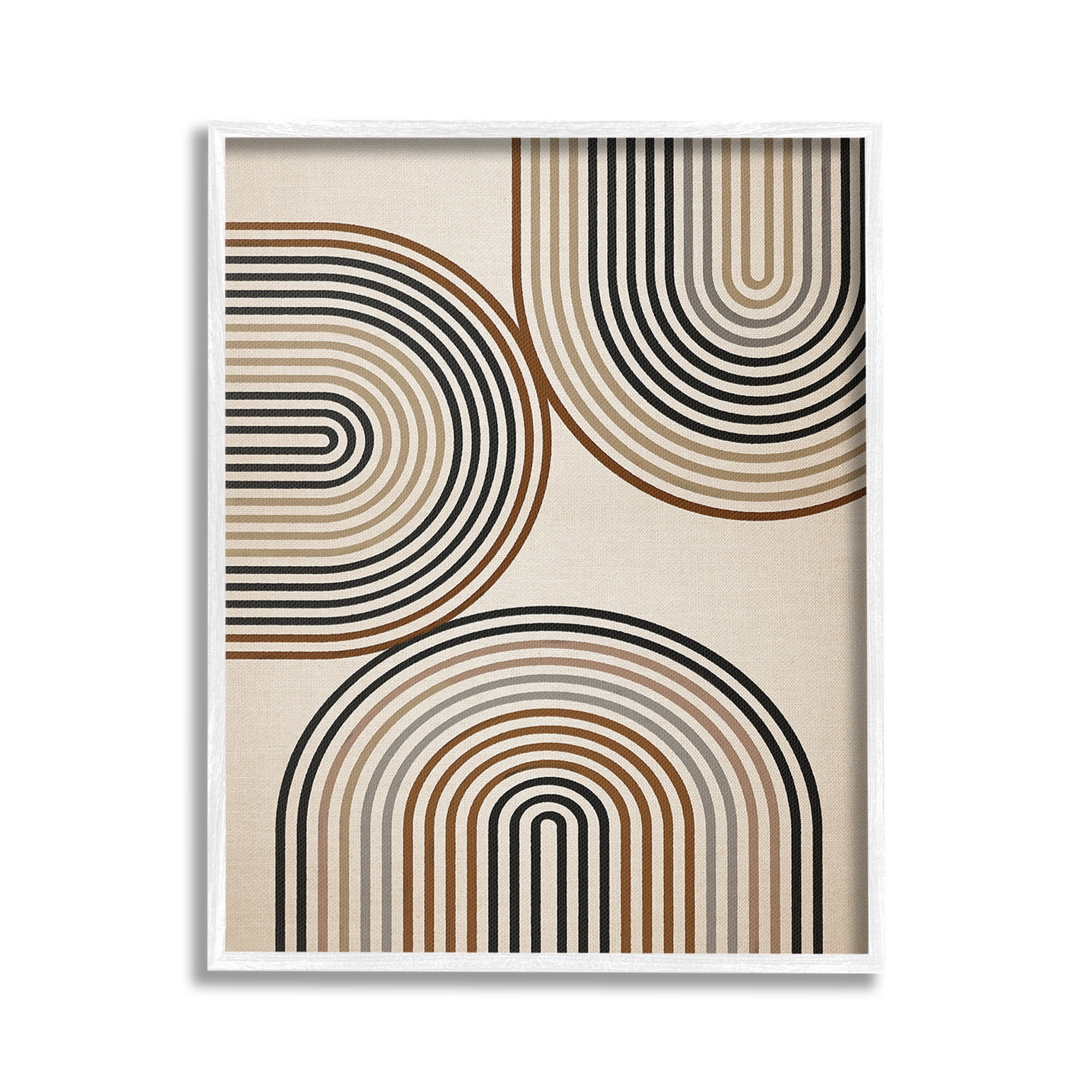 Stupell Industries Natural Boho Arches Abstract Painting White Framed Art Print Wall Art, 16 x 20