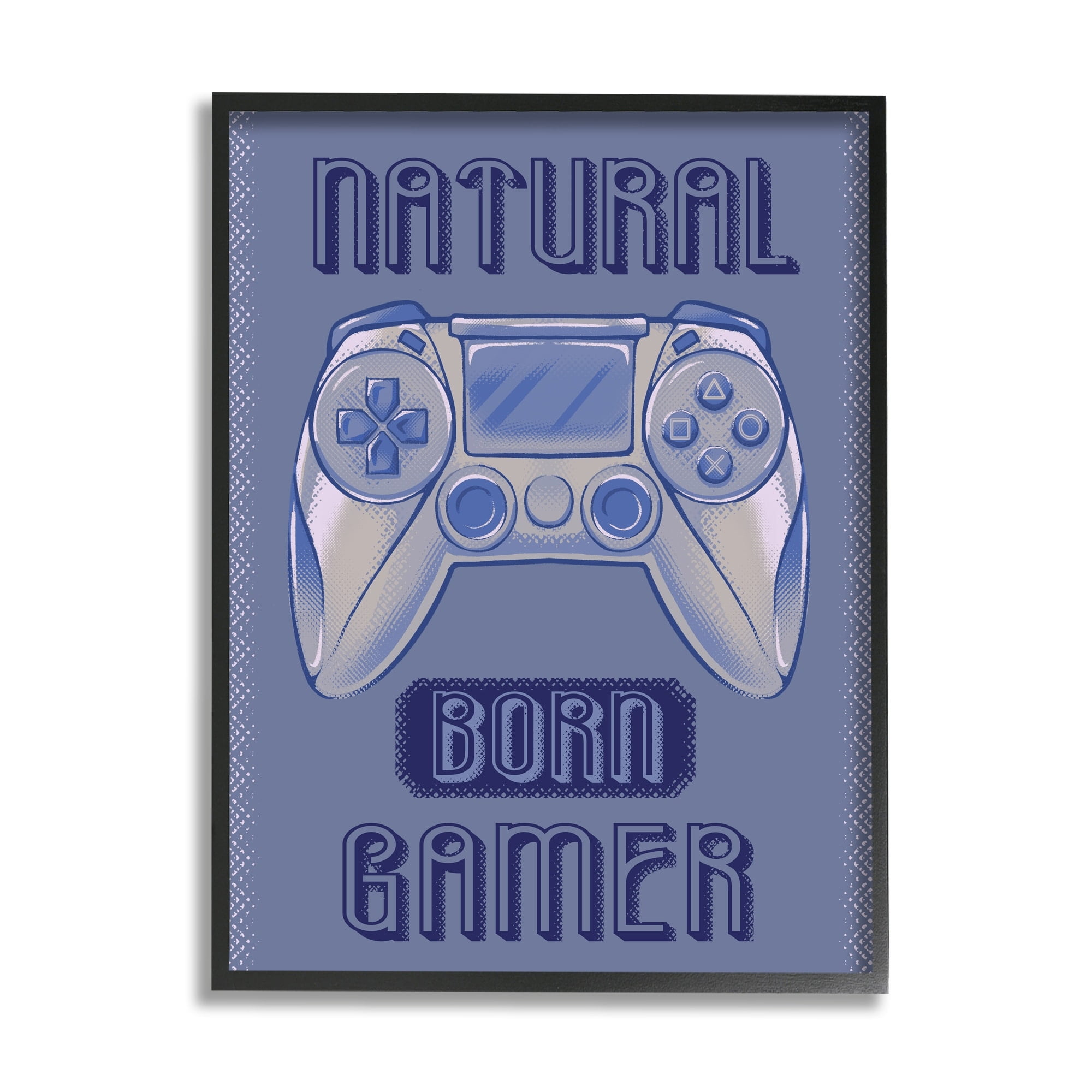 Stupell Industries Natural Born Gamer Text Saying Blue Gaming Controller , 24 x 30, Design by Ziwei Li