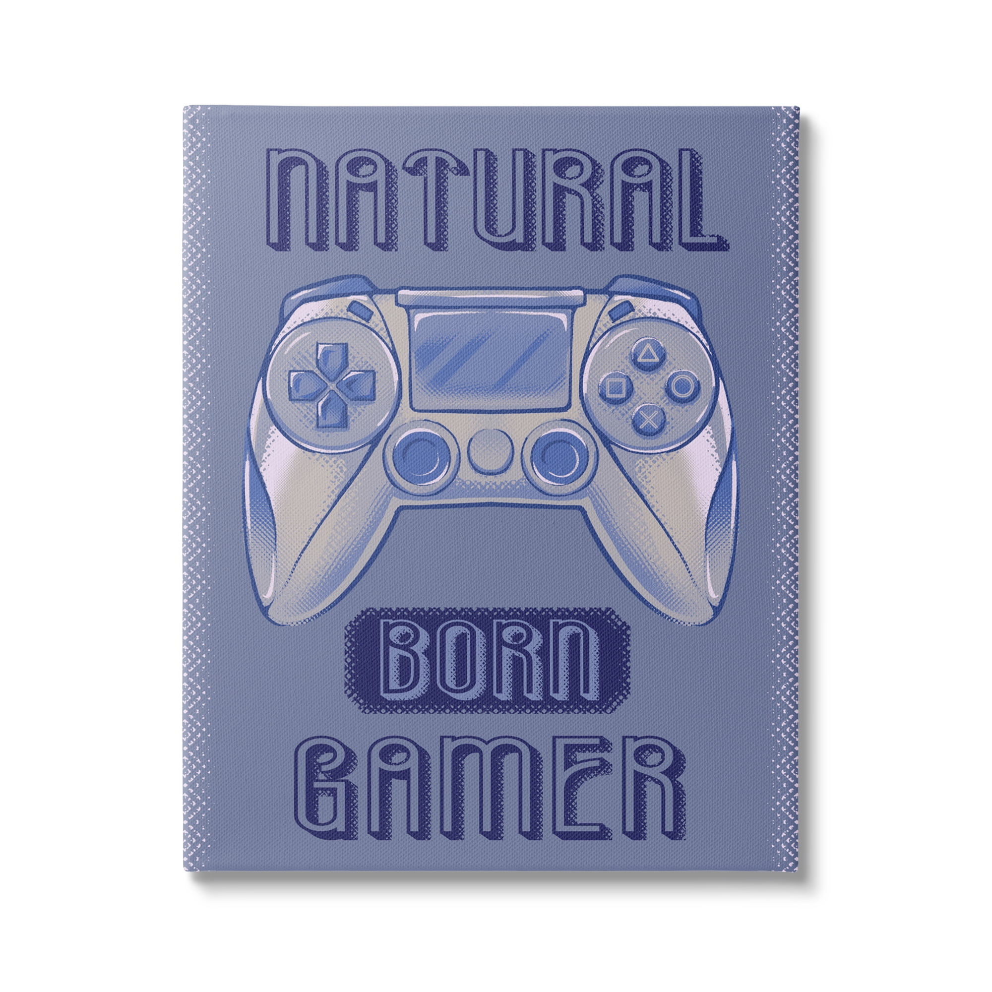 Stupell Industries Natural Born Gamer Text Saying Blue Gaming Controller , 36 x 48, Design by Ziwei Li