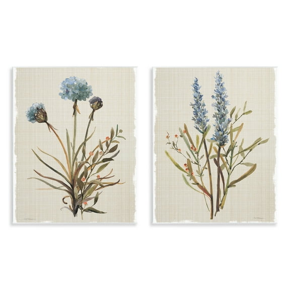 Stupell Industries Natural Budding Blooms Floral Painting Unframed Art Print Wall Art, 11 x 14, Set of 2