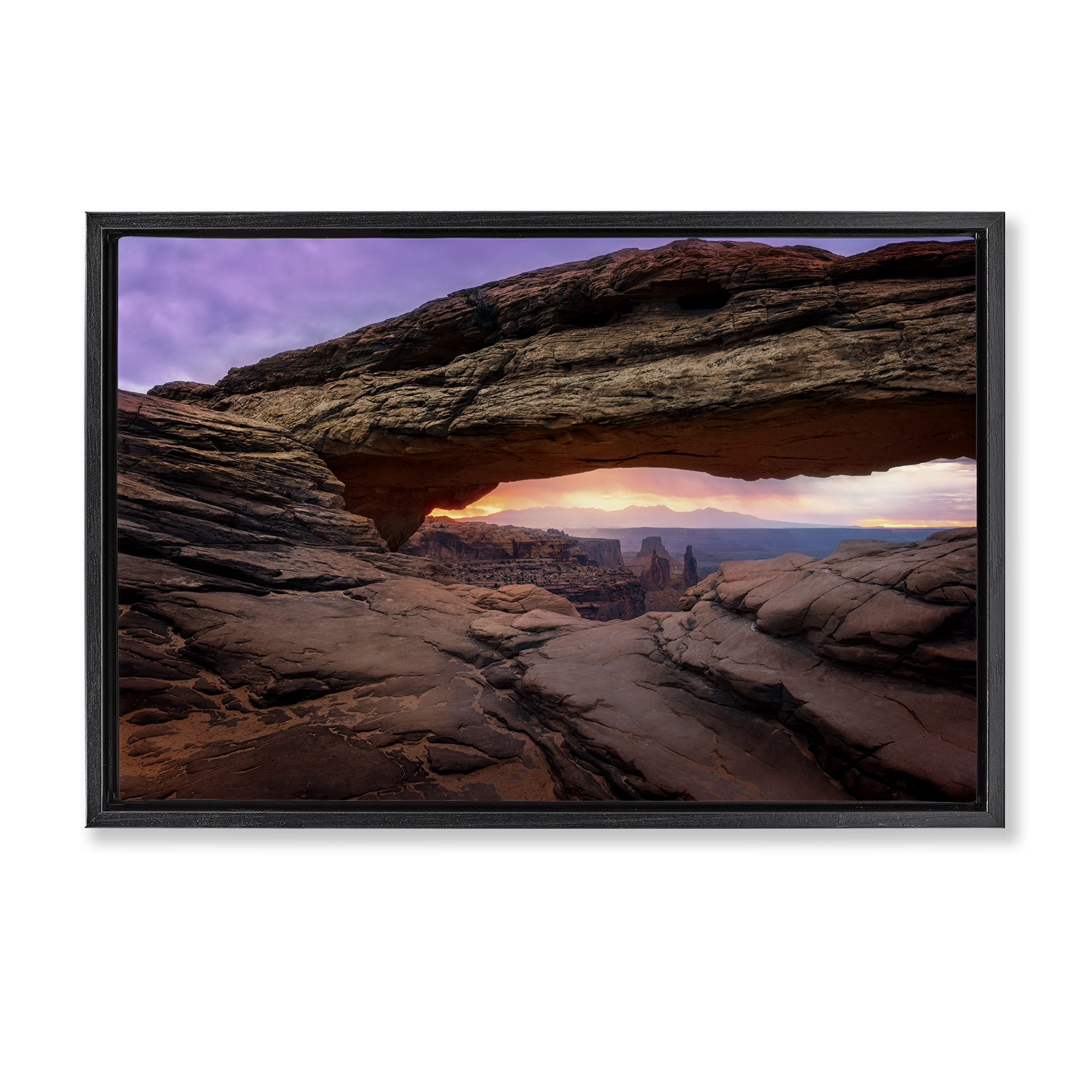 Stupell Industries Natural Canyon Rock Arch Landscape & Nature Photography Black Floater Framed Canvas Art Print Wall Art, 25 x 17