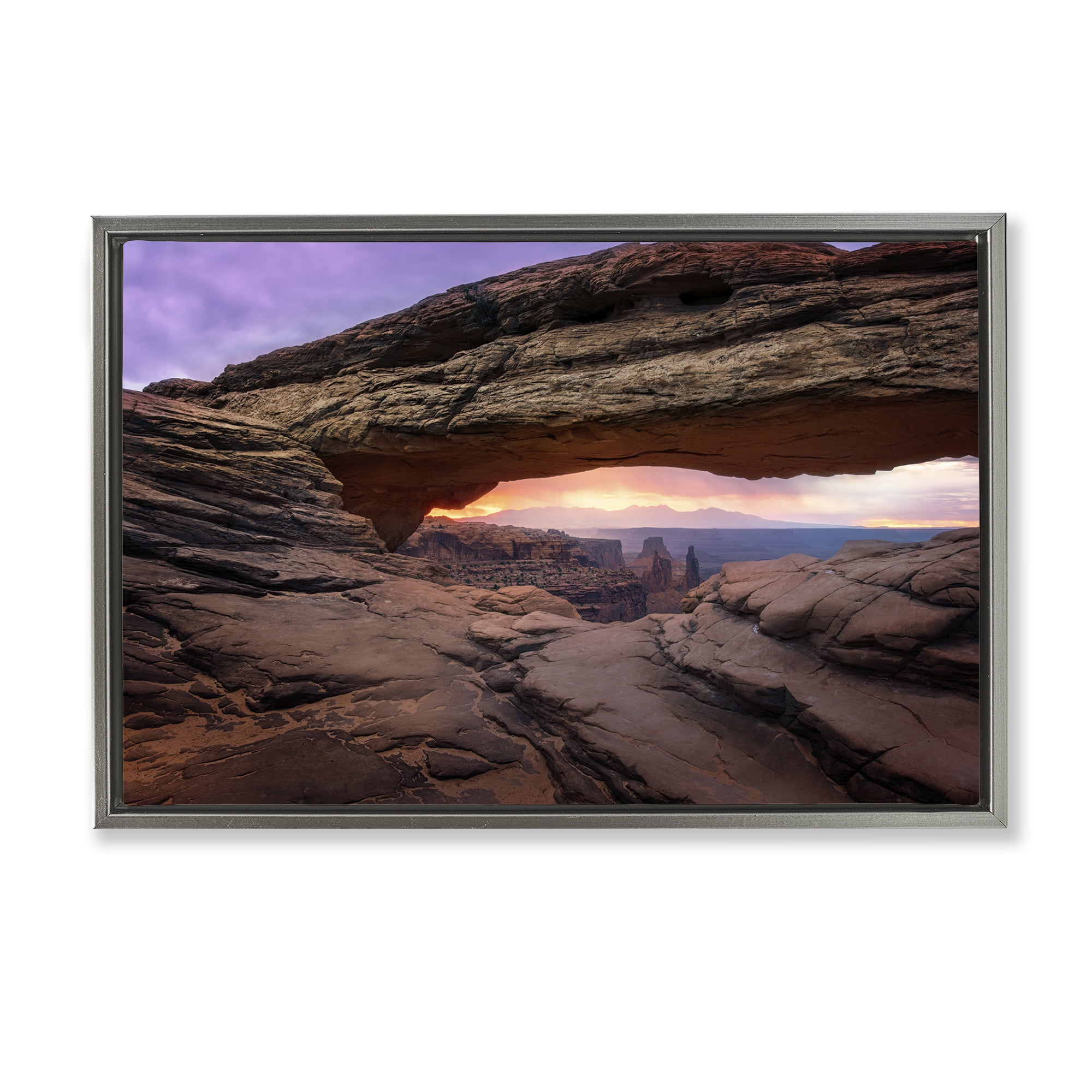 Stupell Industries Natural Canyon Rock Arch Landscape & Nature Photography Gray Floater Framed Canvas Art Print Wall Art, 25 x 17