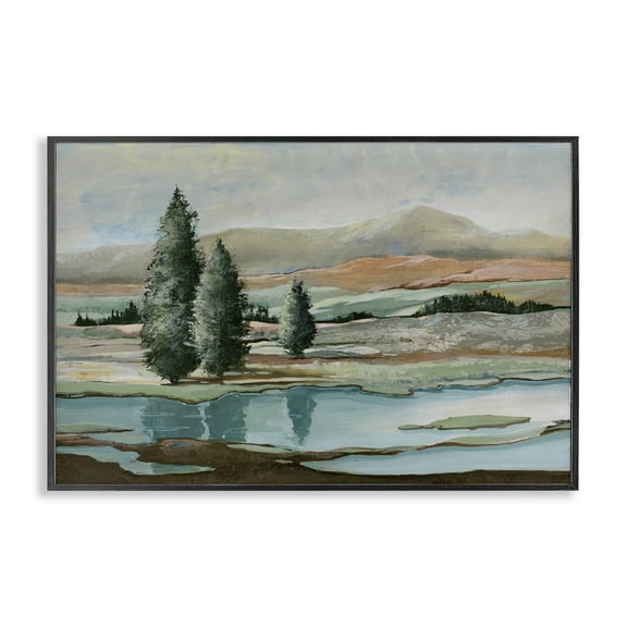 Stupell Industries Natural Creek Landscape Landscape & Nature Painting Black Framed Art Print Wall Art, 18 x 12