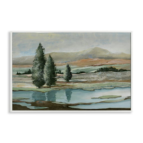Stupell Industries Natural Creek Landscape Landscape & Nature Painting White Framed Art Print Wall Art, 24 x 16