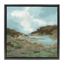 Stupell Industries Natural Creek Terrain Landscape & Nature Painting Black Floater Framed Canvas Art Print Wall Art, 18 x 18