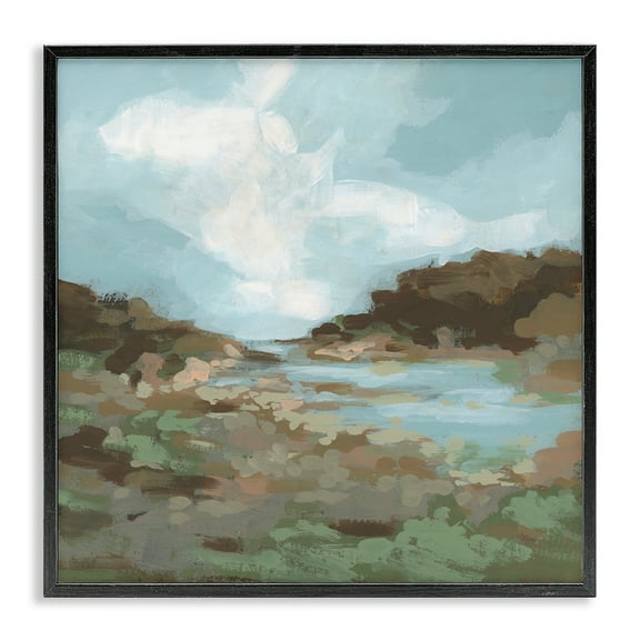 Stupell Industries Natural Creek Terrain Landscape & Nature Painting Black Framed Art Print Wall Art, 12 x 12