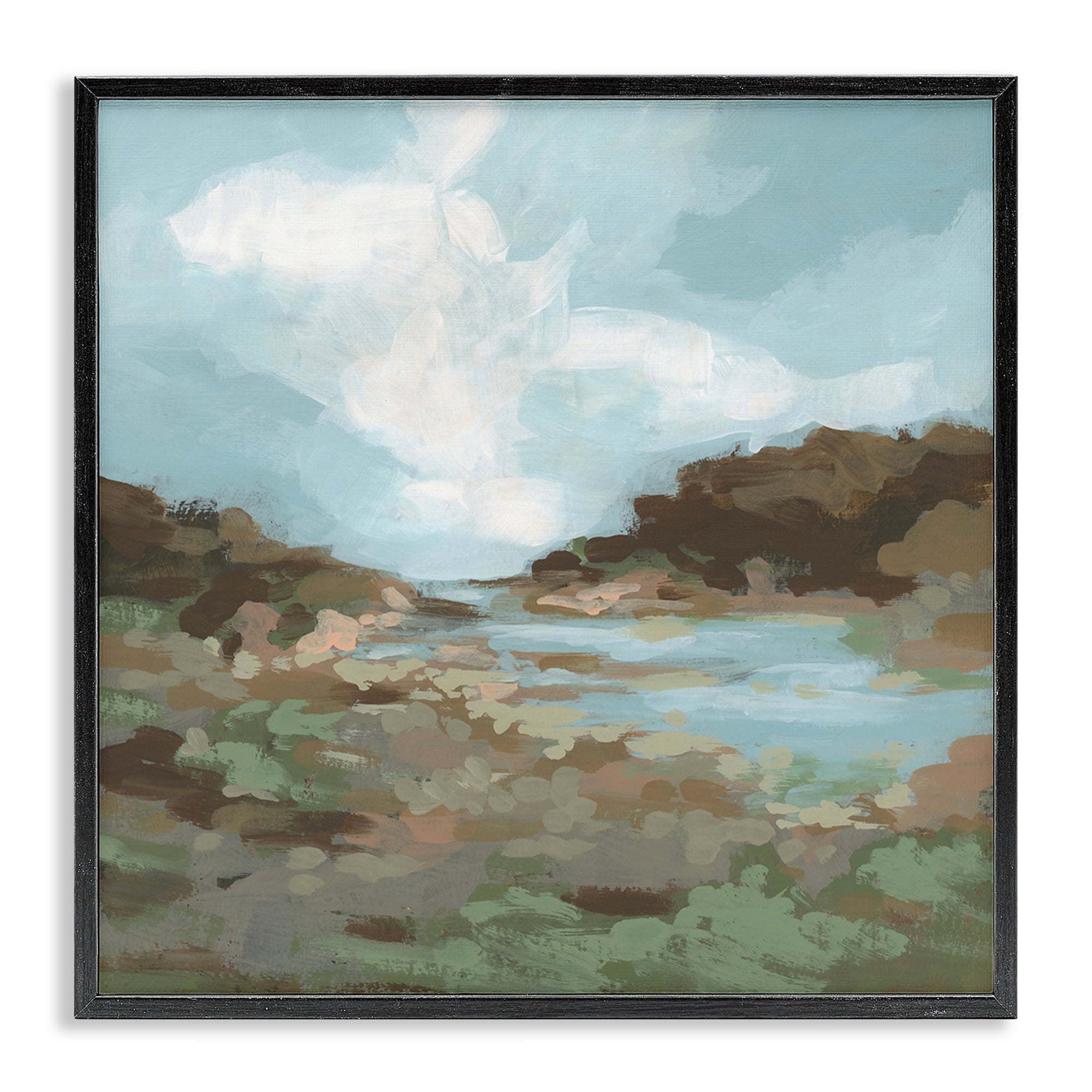 Stupell Industries Natural Creek Terrain Landscape & Nature Painting Black Framed Art Print Wall Art, 24 x 24