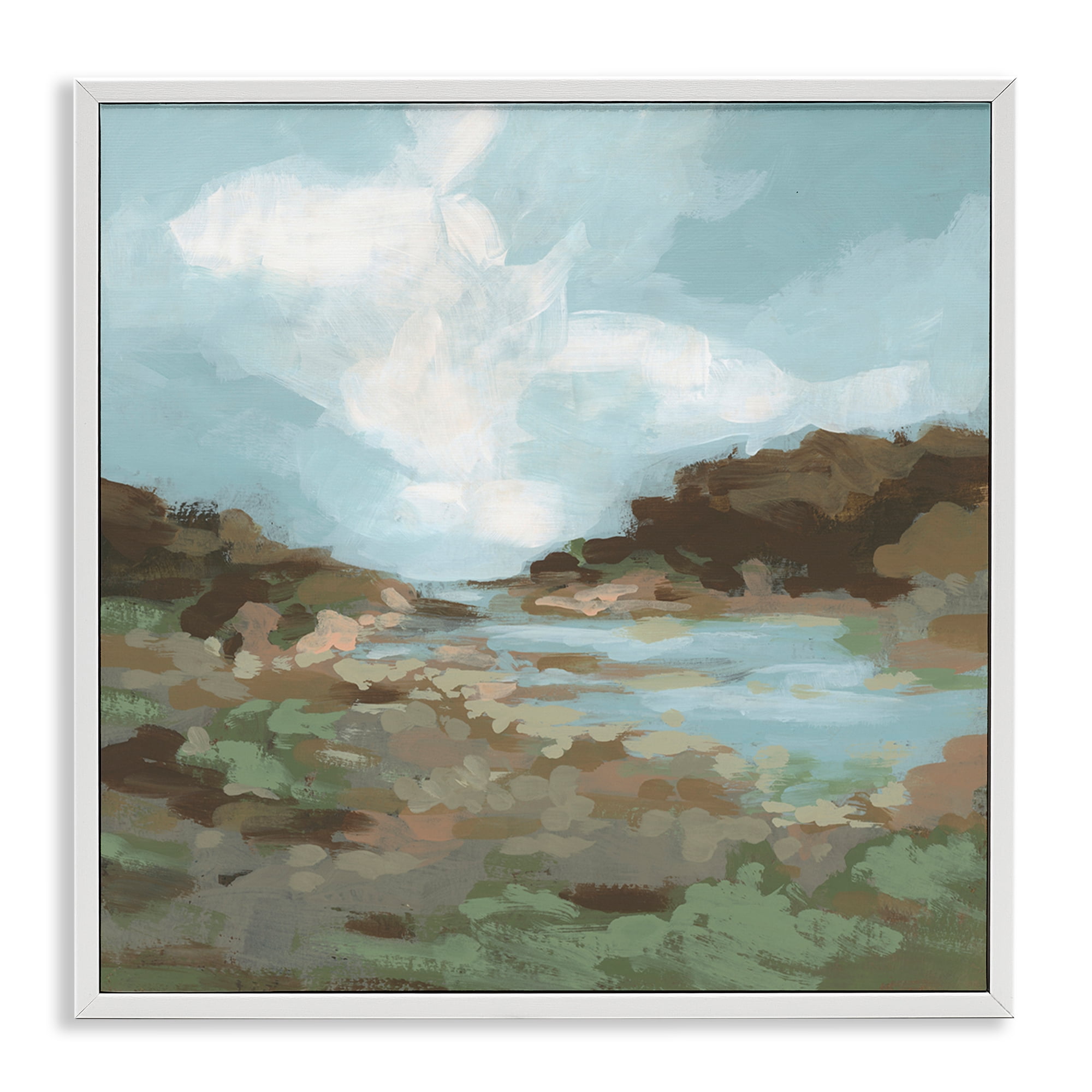 Stupell Industries Natural Creek Terrain Landscape & Nature Painting White Framed Art Print Wall Art, 12 x 12
