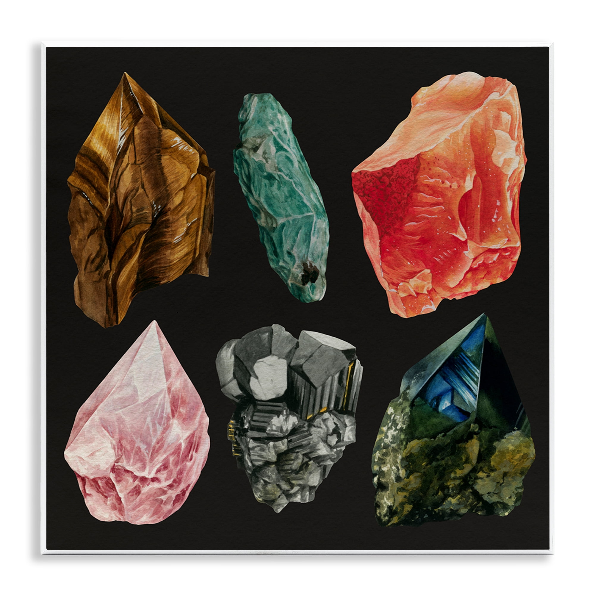Stupell Industries Natural Crystal Gems STEM Painting Unframed Art Print Wall Art, 12 x 12