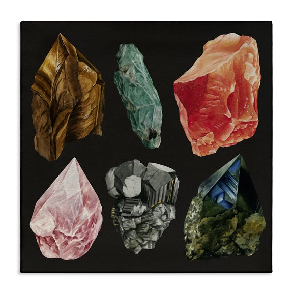 Stupell Industries Natural Crystal Gems STEM Painting Wrapped Canvas Art Print Wall Art, 24 x 24