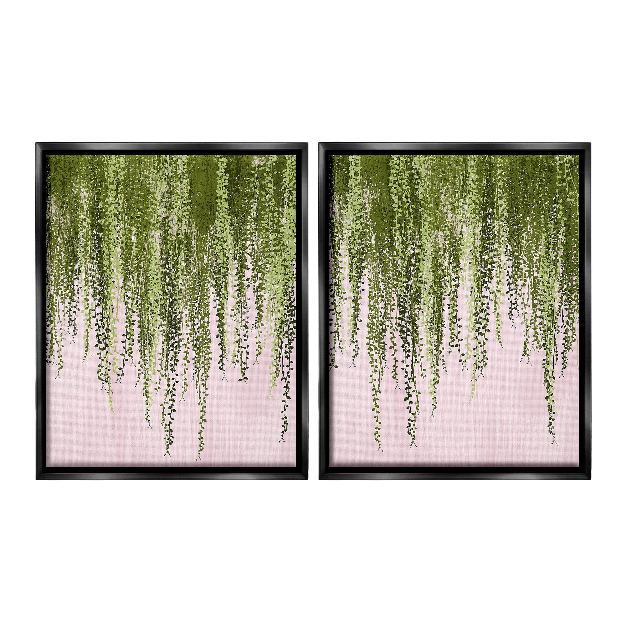 Stupell Industries Natural Falling Ivy Botanical & Floral Painting Black Floater Framed Canvas Art Print Wall Art, 17 x 21, Set of 2