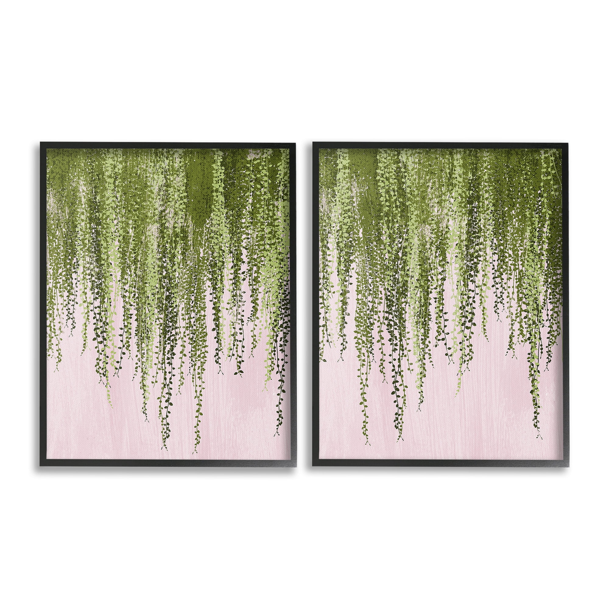 Stupell Industries Natural Falling Ivy Botanical & Floral Painting Black Framed Art Print Wall Art, 24 x 30, Set of 2