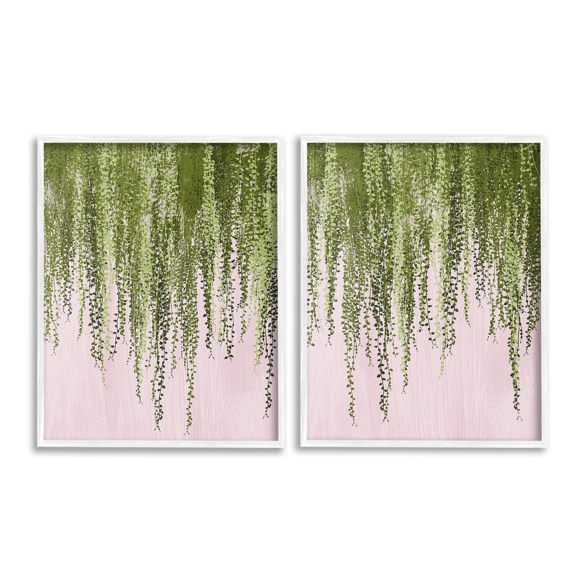 Stupell Industries Natural Falling Ivy Botanical & Floral Painting White Framed Art Print Wall Art, 11 x 14, Set of 2