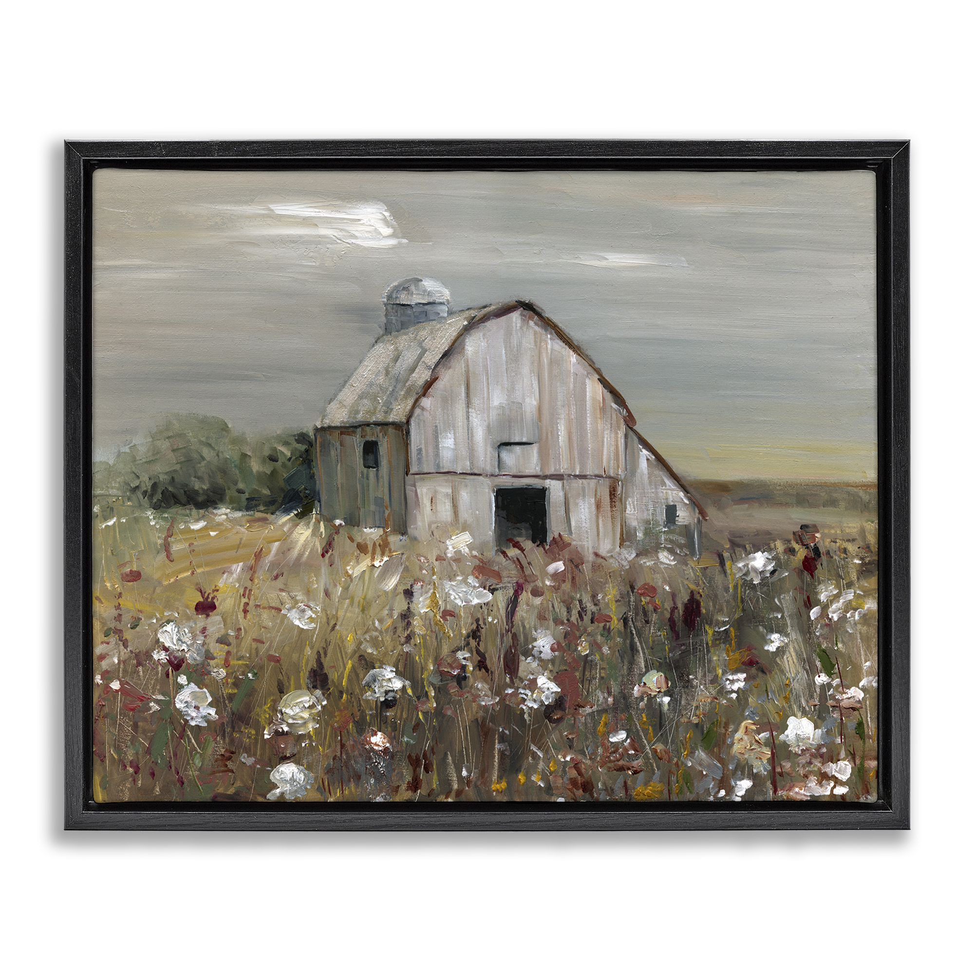 Stupell Industries Natural Farm Landscape Landscape & Nature Painting Black Floater Framed Canvas Art Print Wall Art, 21 x 17