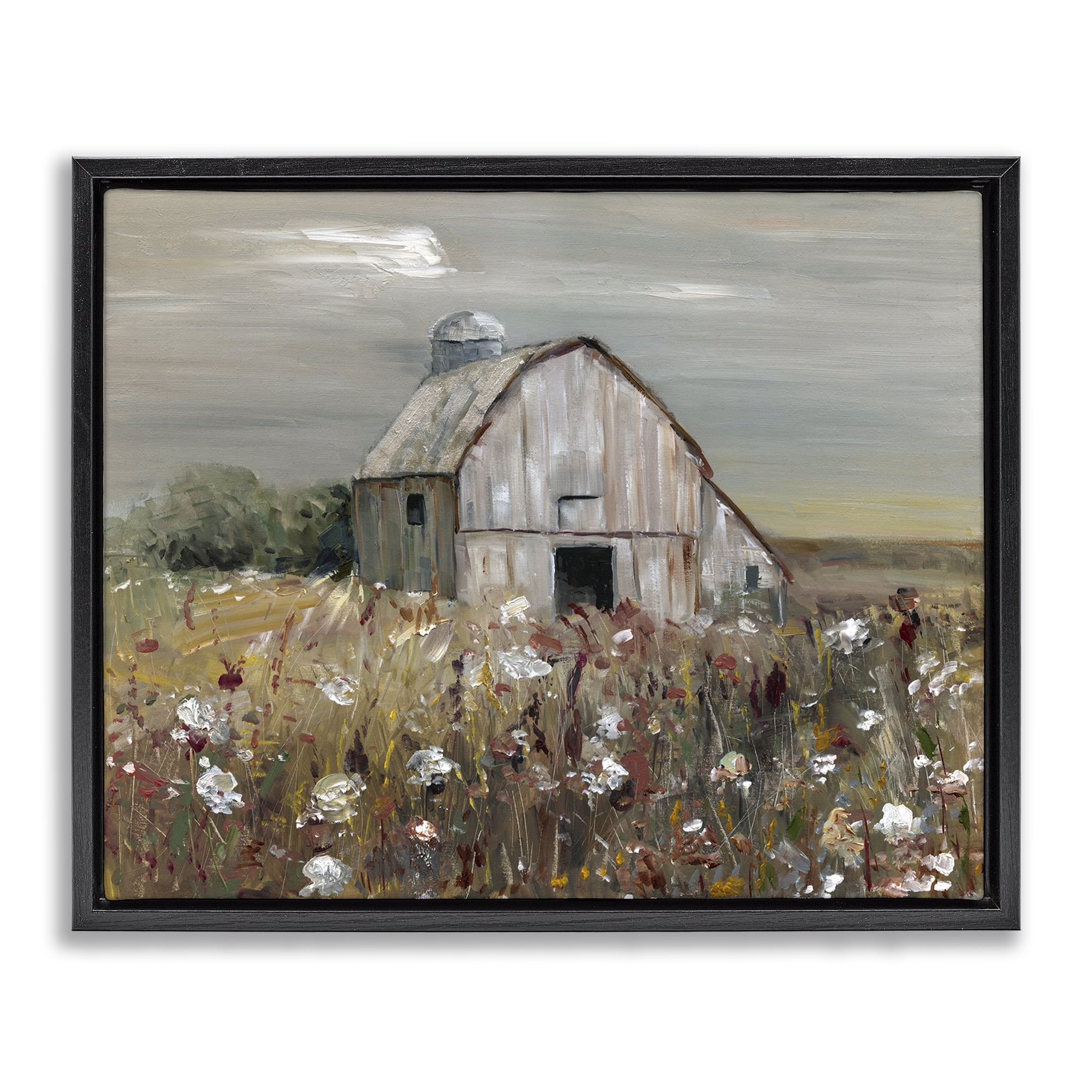 Stupell Industries Natural Farm Landscape Landscape & Nature Painting Black Floater Framed Canvas Art Print Wall Art, 31 x 25