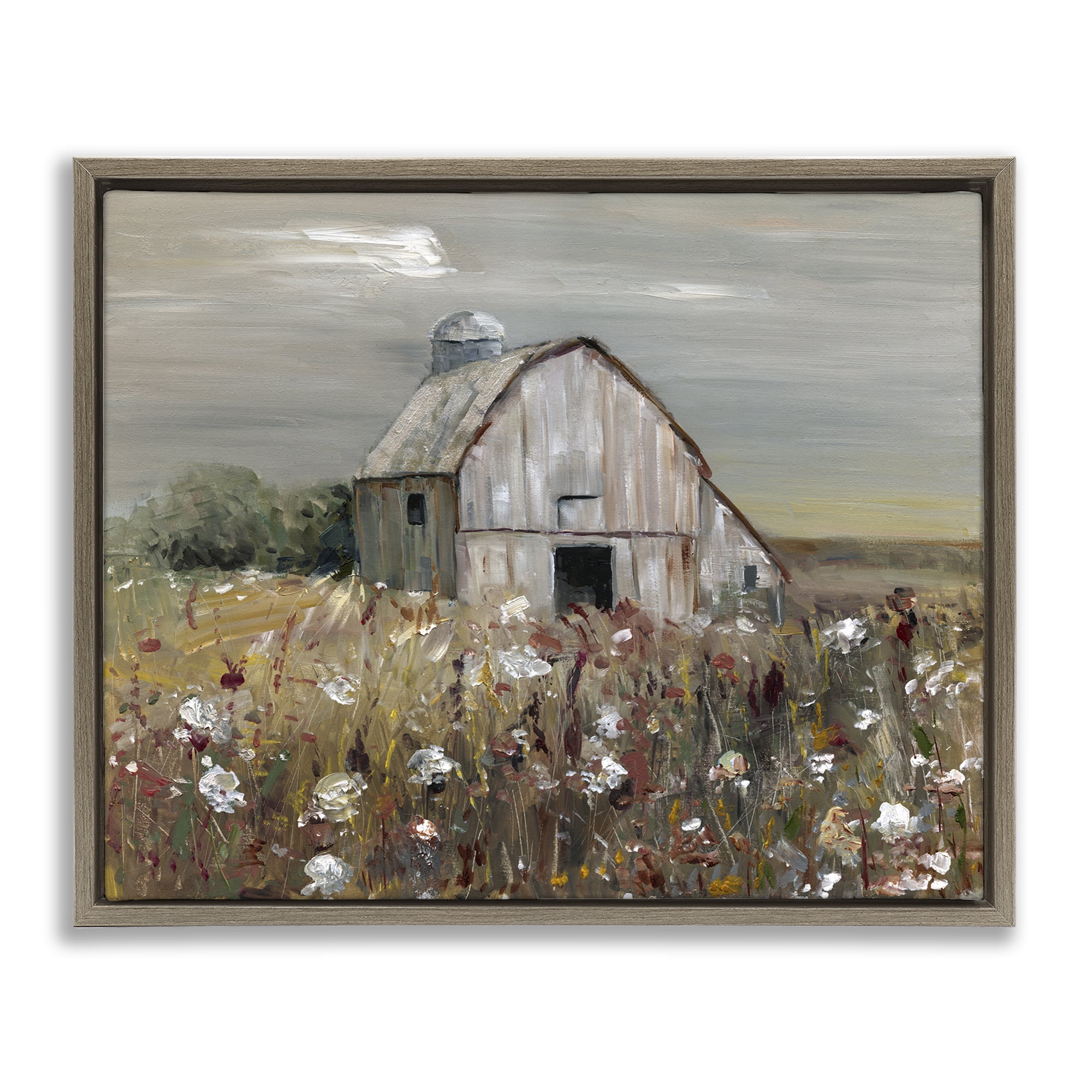Stupell Industries Natural Farm Landscape Landscape & Nature Painting Brown Floater Framed Canvas Art Print Wall Art, 31 x 25