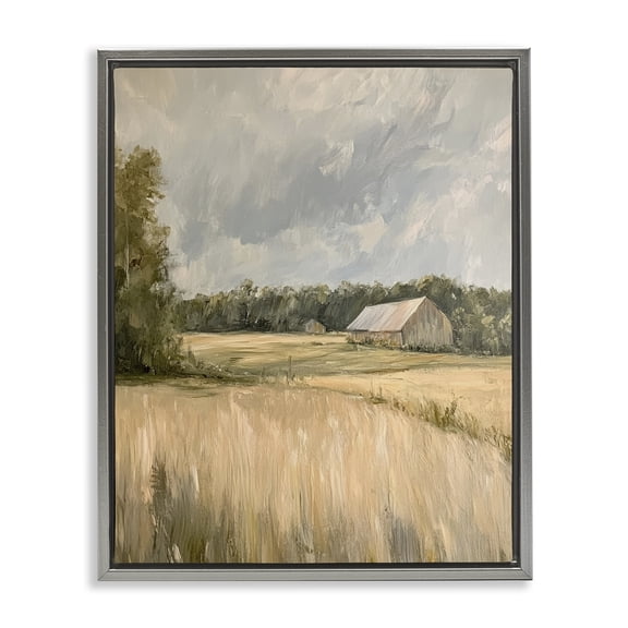 Stupell Industries Natural Farm's Wispy Grasses Landscape & Nature Painting Gray Floater Framed Canvas Art Print Wall Art, 17 x 21