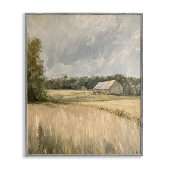 Stupell Industries Natural Farm's Wispy Grasses Landscape & Nature Painting Gray Framed Art Print Wall Art, 24 x 30