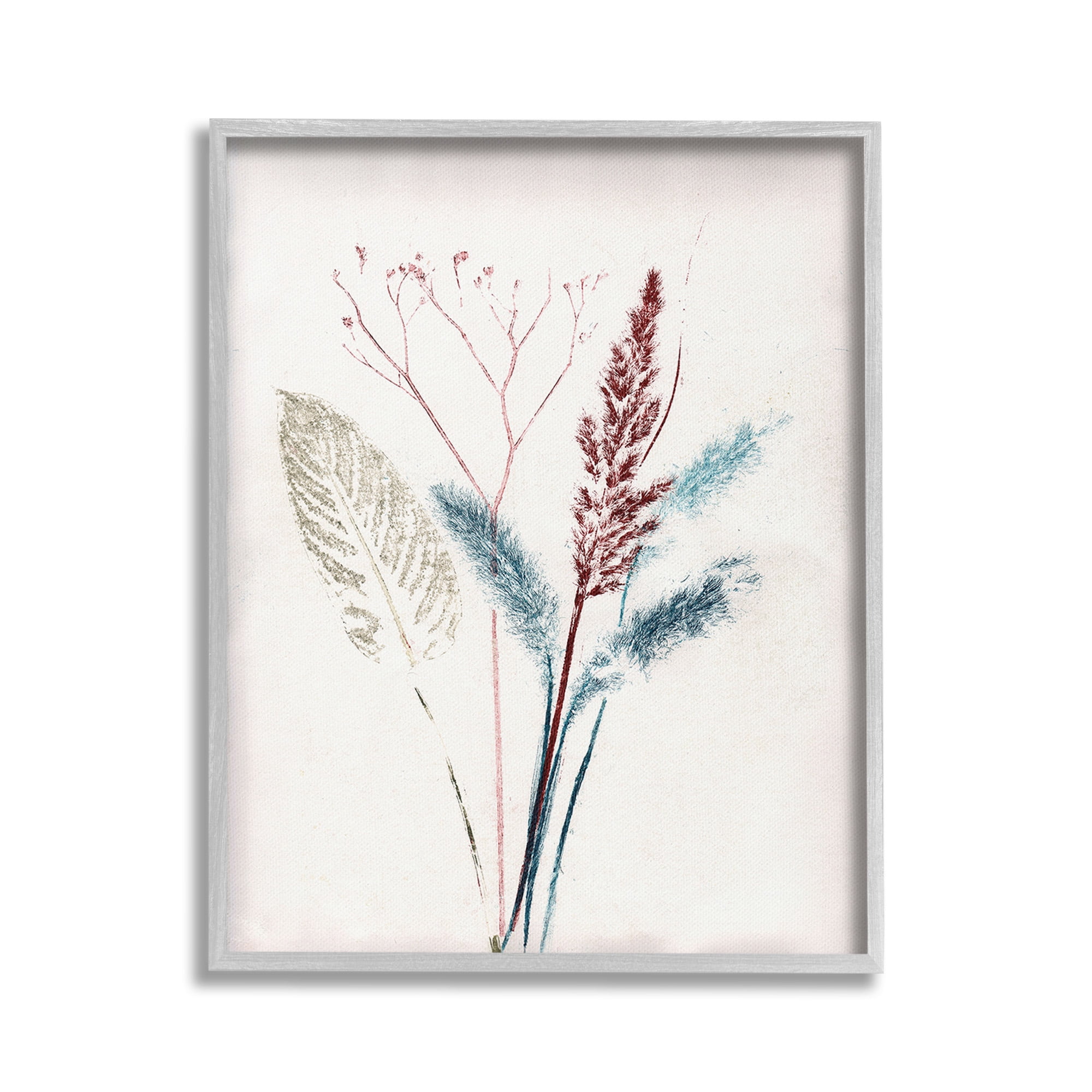 Stupell Industries Natural Floral Impression Botanical & Floral Painting Gray Framed Art Print Wall Art, 16 x 20