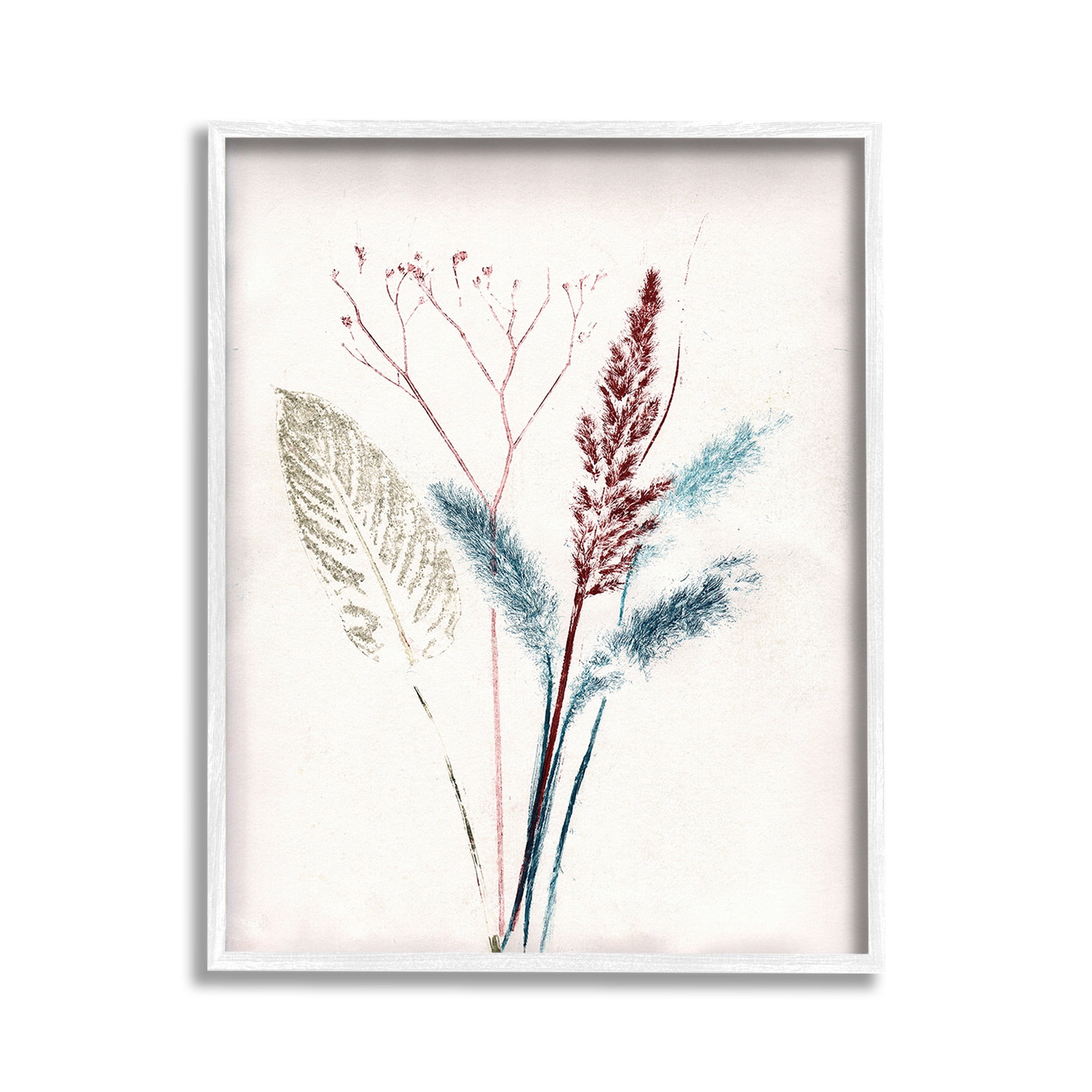 Stupell Industries Natural Floral Impression Botanical & Floral Painting White Framed Art Print Wall Art, 11 x 14