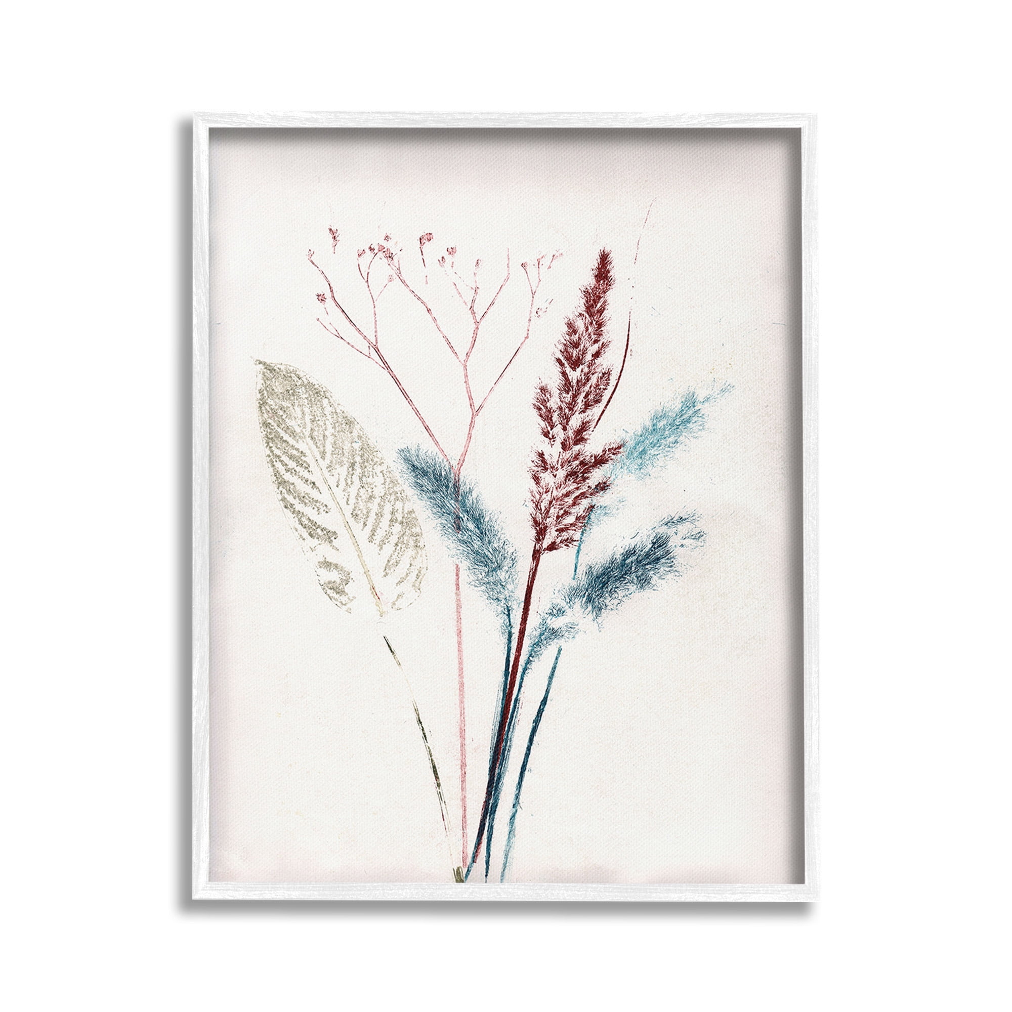 Stupell Industries Natural Floral Impression Botanical & Floral Painting White Framed Art Print Wall Art, 16 x 20