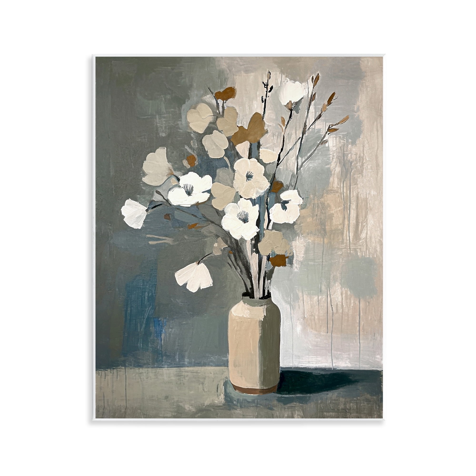 Stupell Industries Natural Floral Vase Botanical & Floral Painting Unframed Art Print Wall Art, 11 x 14