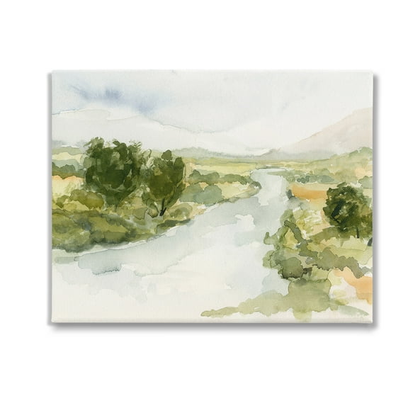 Stupell Industries Natural Flowing Stream Landscape Painting Gallery Wrapped Canvas Art Print Wall Art, 20 x 16