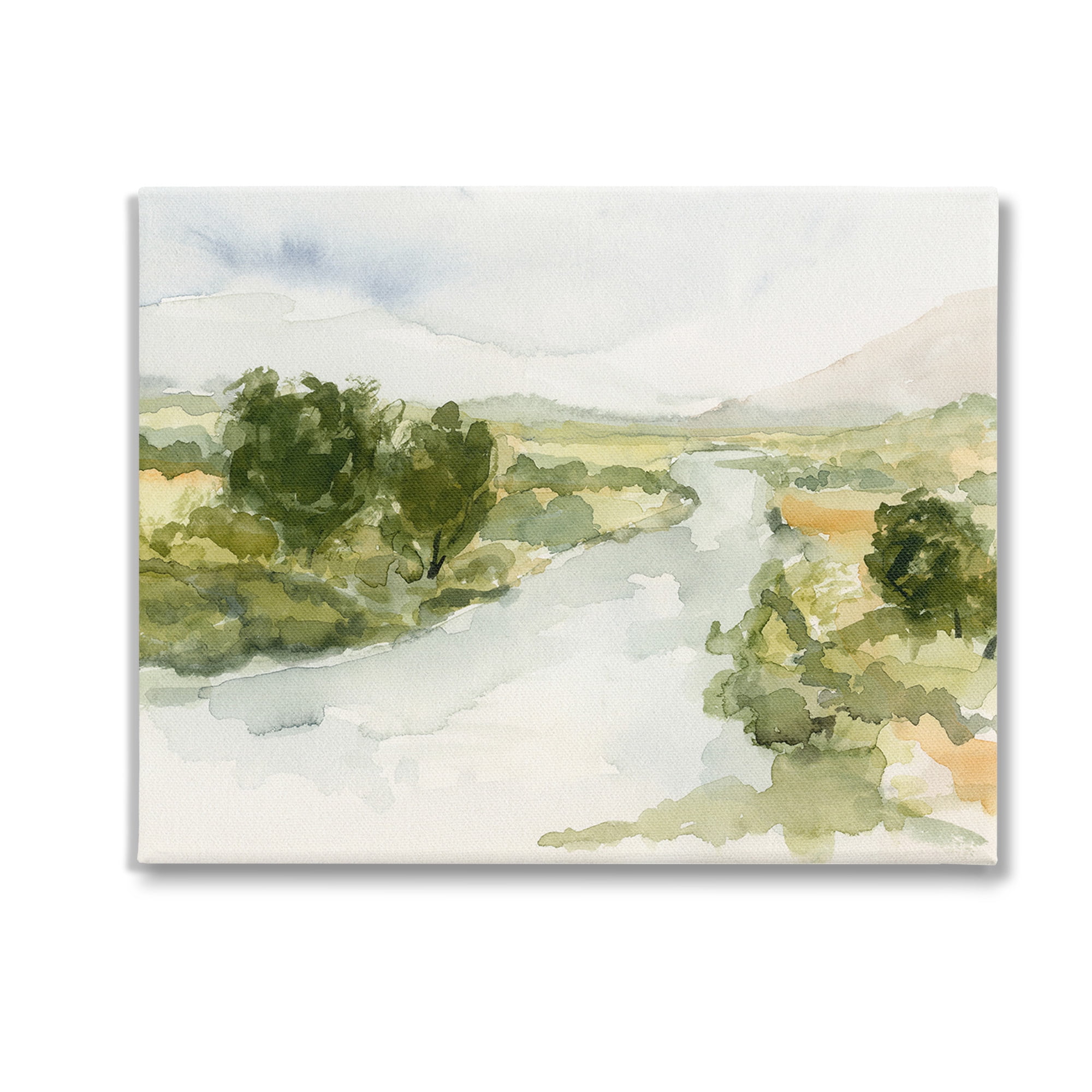Stupell Industries Natural Flowing Stream Landscape Painting Gallery Wrapped Canvas Art Print Wall Art, 30 x 24