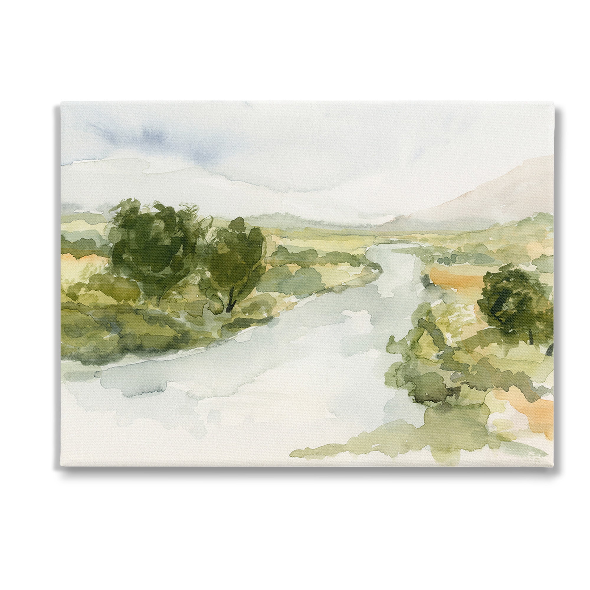 Stupell Industries Natural Flowing Stream Landscape Painting Gallery Wrapped Canvas Art Print Wall Art, 40 x 30