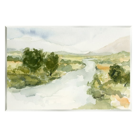 Stupell Industries Natural Flowing Stream Landscape Painting Unframed Art Print Wall Art, 15 x 10
