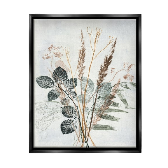 Stupell Industries Natural Forest Leaves Botanical & Floral Painting Black Floater Framed Canvas Art Print Wall Art, 17 x 21