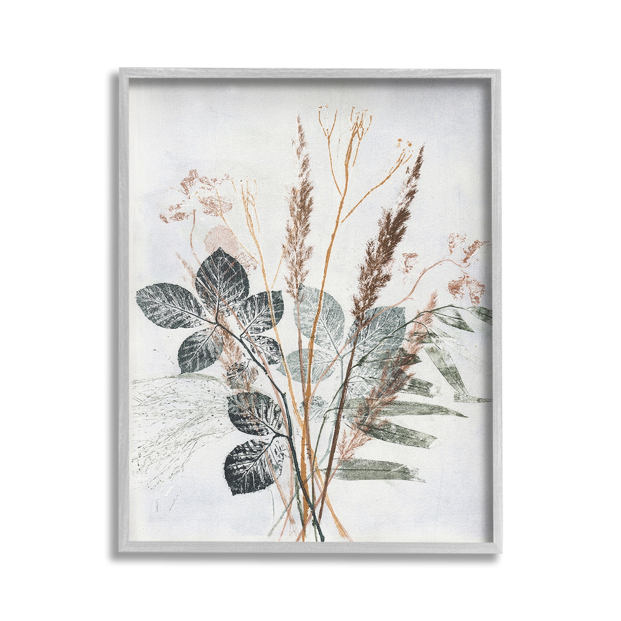 Stupell Industries Natural Forest Leaves Botanical & Floral Painting Gray Framed Art Print Wall Art, 24 x 30