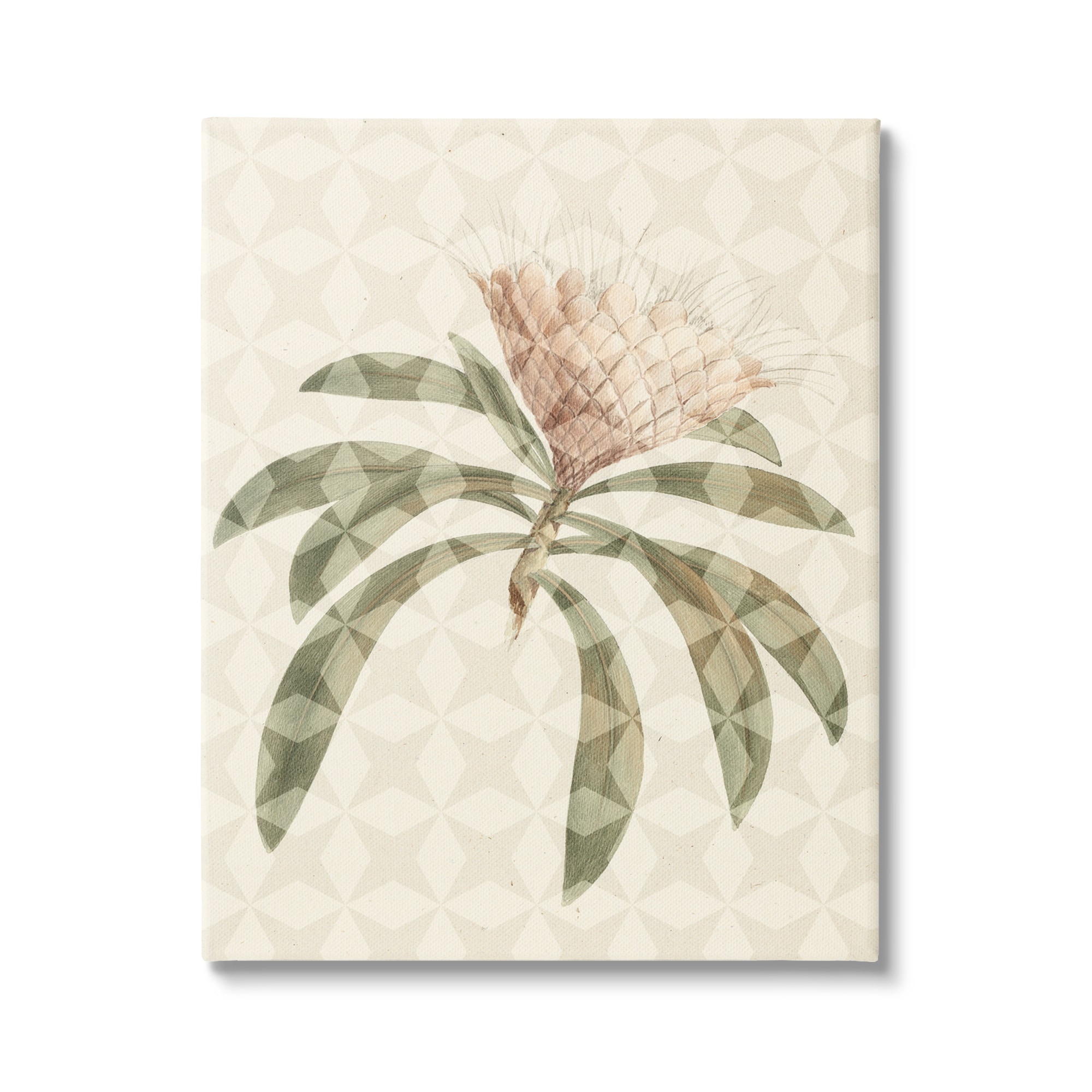Stupell Industries Natural Geometric Patterned Plant Green Leaves Blossom Canvas Wall Art, 16 x 20, Design by Lil' Rue