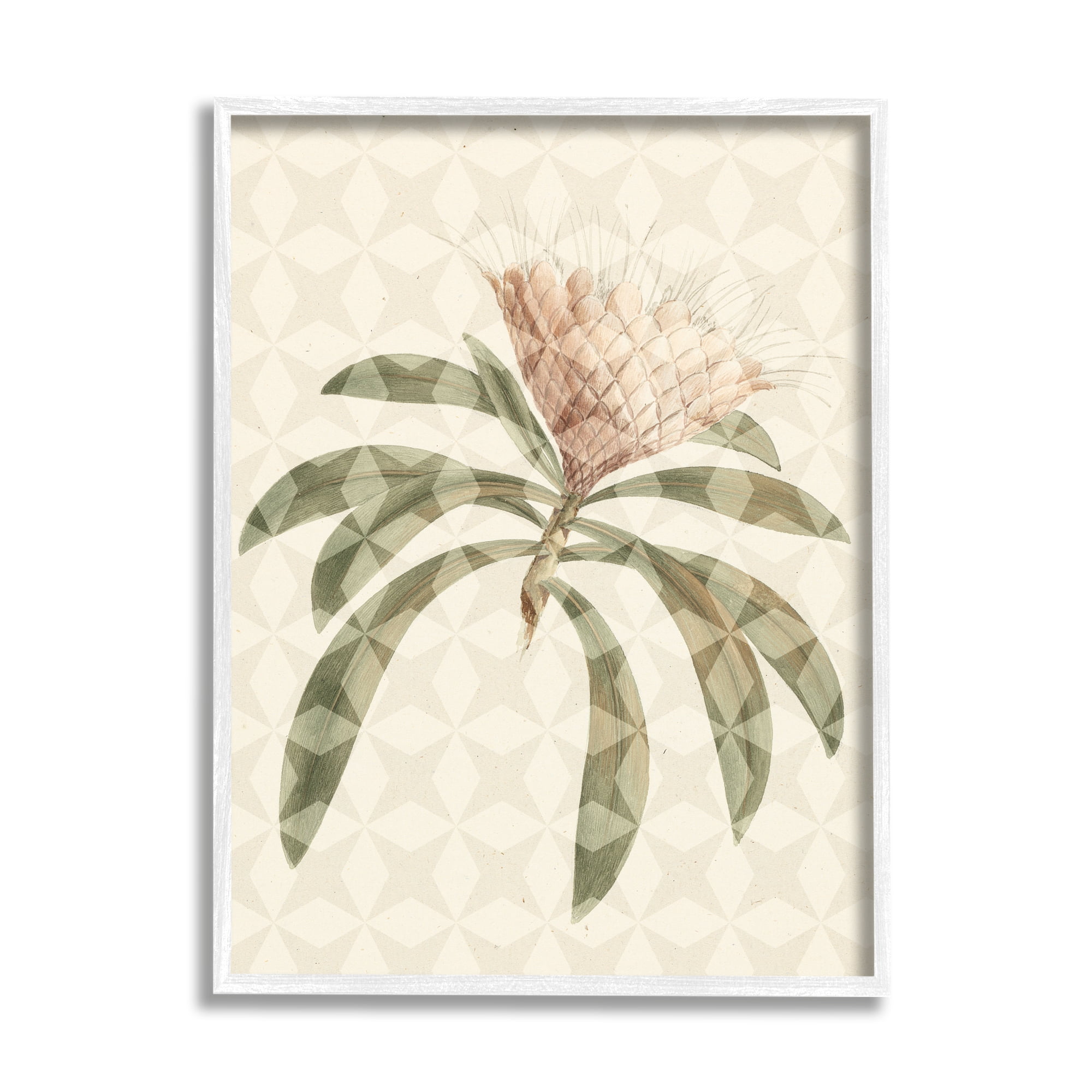 Stupell Industries Natural Geometric Patterned Plant Green Leaves Blossom Framed Wall Art, 11 x 14, Design by Lil' Rue